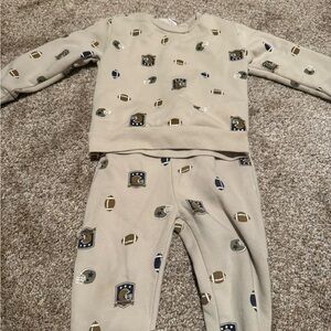 Kids Beige Football Print Sweatshirt & Joggers Set